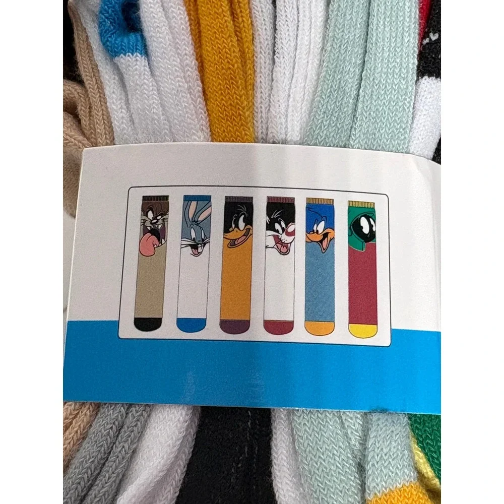 Looney Tunes Mens Crew Socks 6 Pairs Bugs Bunny Daffy Duck‎ Taz Multi Color New